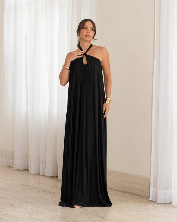 Vestido Longo com Amarração em Malha